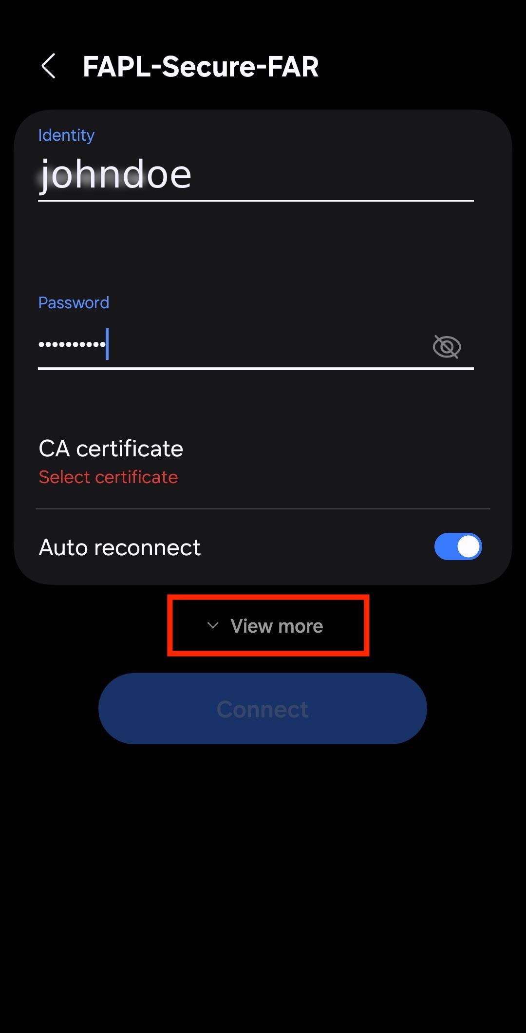 Enter credentials