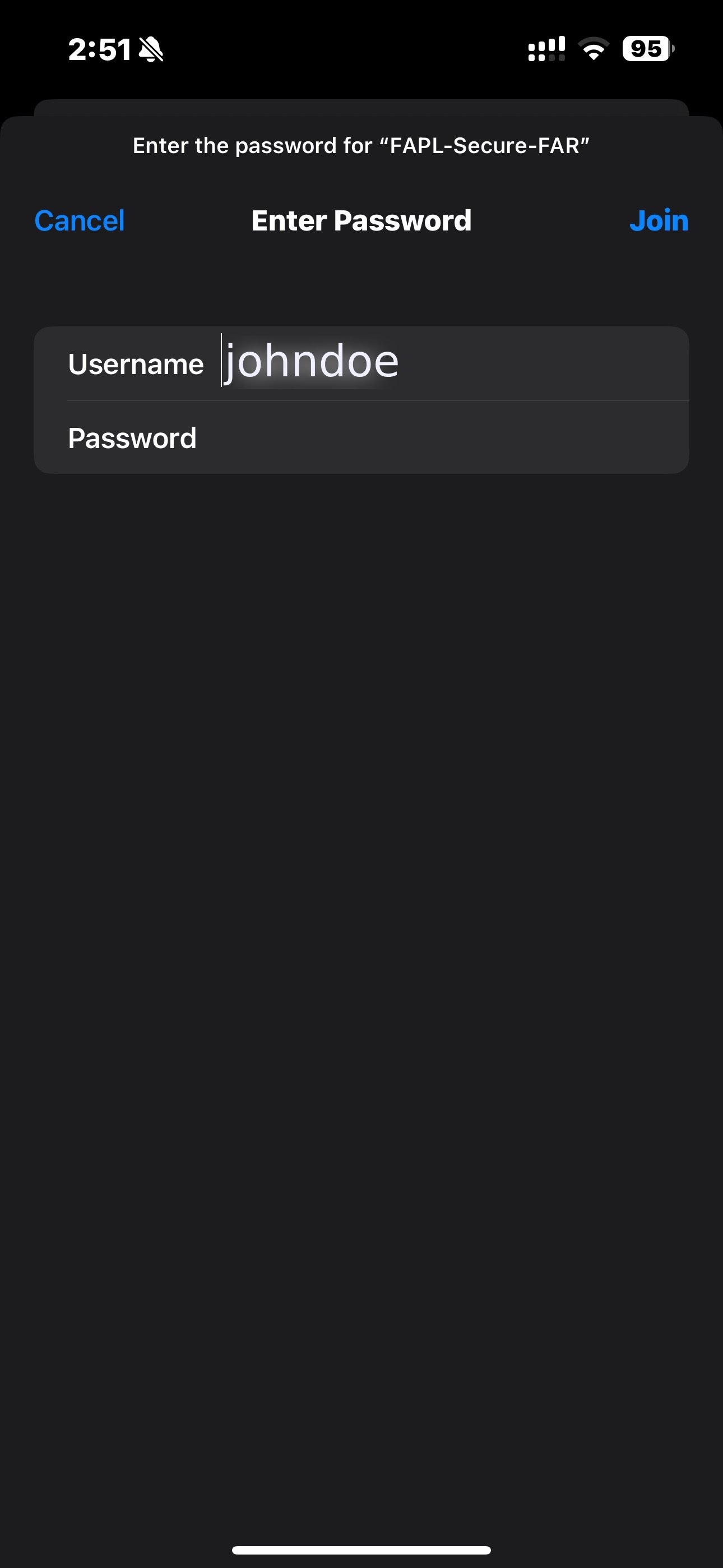 Enter credentials